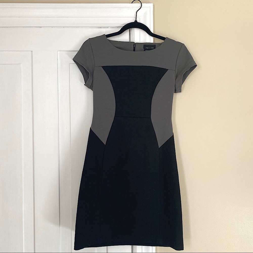 Max & Cleo Gray and Black Block Dress
